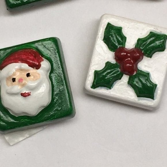 Christmas Button Covers Ugly Sweater Set of 5 Red White Green Brown - Picture 5 of 6